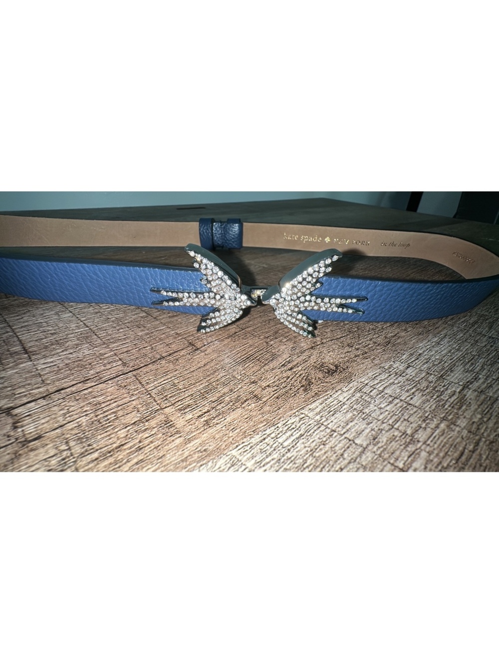 Kate Spade Kissing Bird Belt Dark blue Rhinestones In the Hoop  S/XS